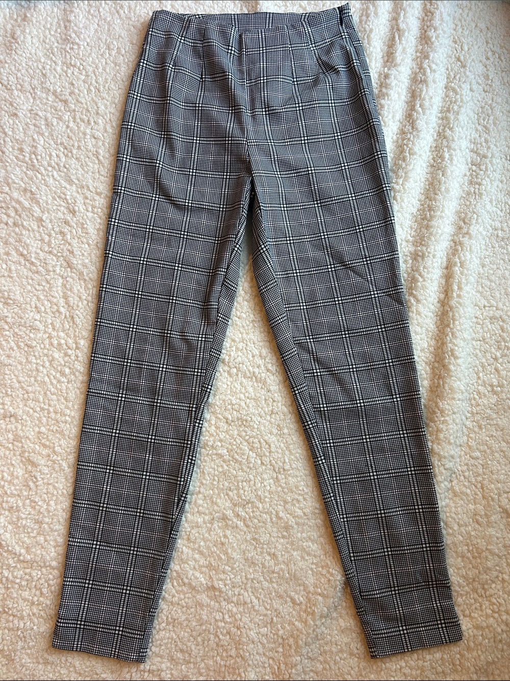 Black & White Plaid Slim Trousers